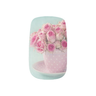cute,girly,shabby,chic,vintage,roses,pink,fun,happ minx nail wraps