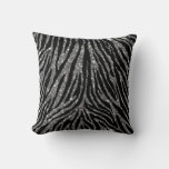 Cute Girly Silver Faux Glitter Zebra Black Pattern Throw Pillow at Zazzle