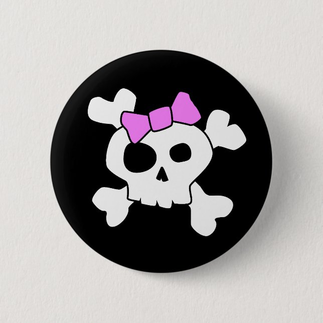 Cute Girly Skull Button (Front)
