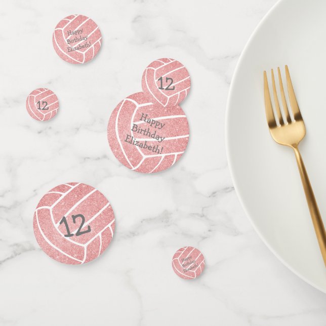 cute girly sports birthday party pink volleyball confetti (Group)