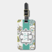 Cute Girly Spring Floral Personalized Initials Luggage Tag (Front Vertical)