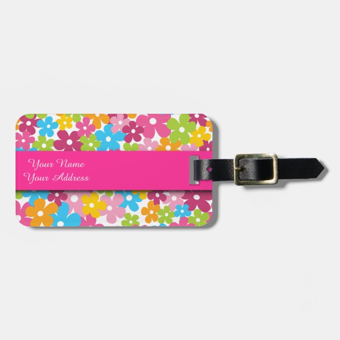 Cute girly spring flowers pattern luggage tag Zazzle