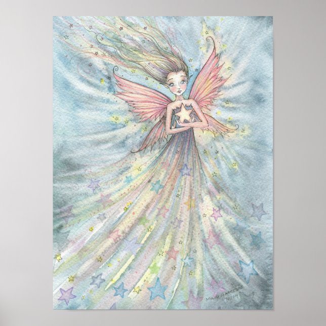Cute Girly Star Fairy by Molly Harrison Poster (Front)