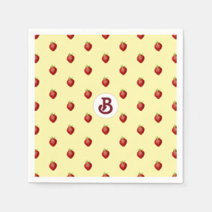 Cute Girly Strawberry Cream Name Monogram Napkins