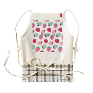 Cute,girly,strawberry,pink,mint,pattern,trendy,kid Zazzle HEART Apron