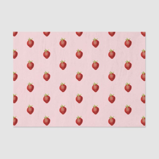 Cute Girly Strawberry Soft Pink  Tissue Paper (Front)
