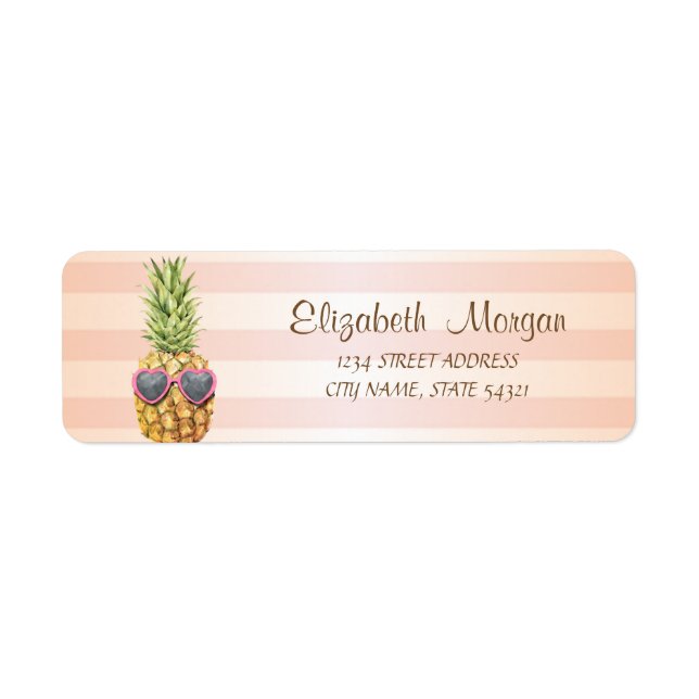 Cute  Girly Striped,Cool Pineapple  Label (Front)