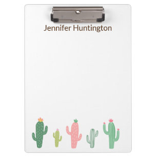Cute Girly Succulent Cactus Personalized Clipboard