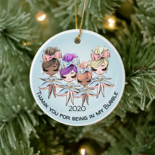 Cute Girly Thankyou For Being In My Support Bubble Ceramic Ornament