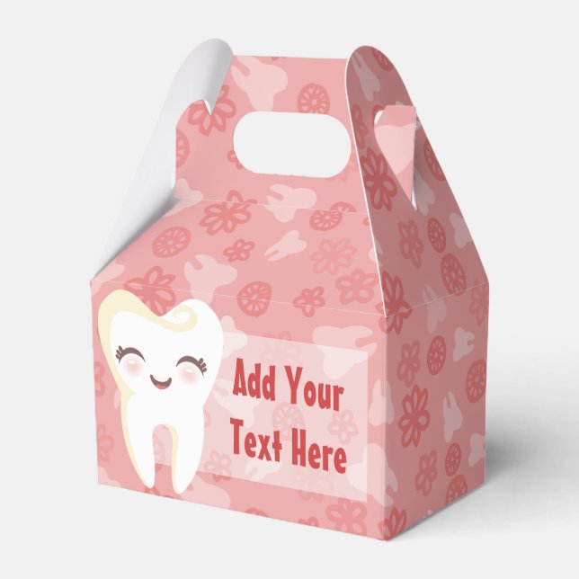 Cute Girly Tooth on Pink - Custom Party Favor Box (Front Side)