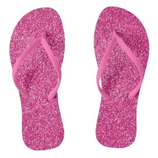 Cute Girly Trendy Chic Fun Pink Glitter Flip Flops | Zazzle.com