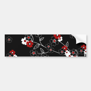 Cute girly trendy vintage hand drawn flowers bumper sticker