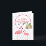 Cute Girly Tropical Flamingo Daughter Birthday Card<br><div class="desc">A tropical girly birthday card for a female relative such as your daughter,  auntie,  mother or sister. A contemporary design with a trendy tiny polka dot background,  two cute pink flamingo's,  tropical foliage and flowers and text that is easy to personalize.</div>