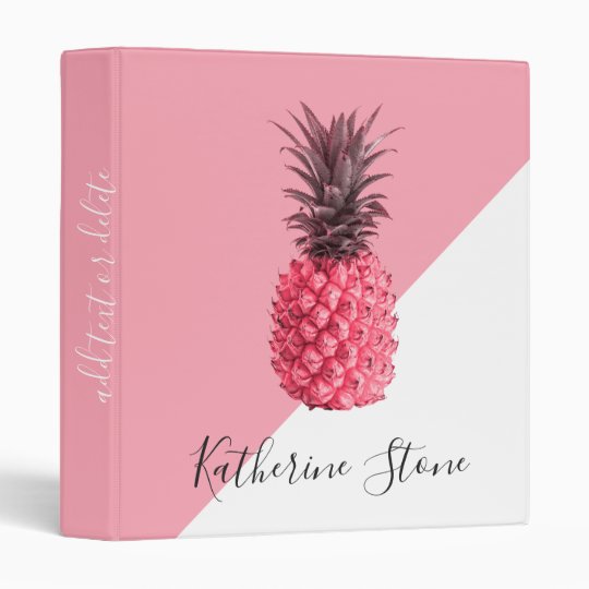 Cute girly tropical pink and white pineapple binder