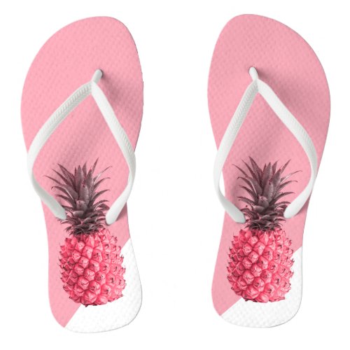 Cute girly tropical pink and white pineapple flip flops