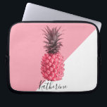 Cute girly tropical pink and white pineapple laptop sleeve<br><div class="desc">Stylish pink pineapple design.</div>