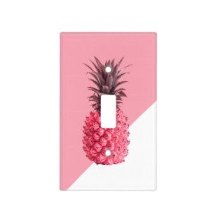 Cute girly tropical pink and white pineapple light switch cover