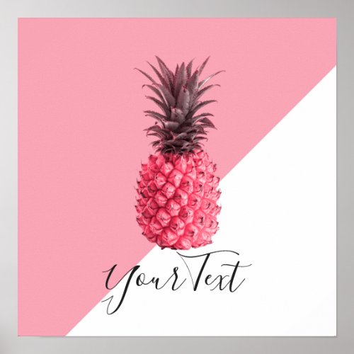 Cute girly tropical pink and white pineapple poster