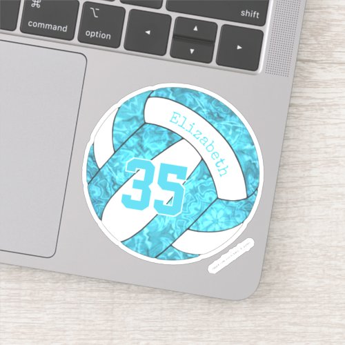 cute girly turquoise blue custom volleyball sticker