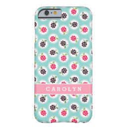 Cute girly turquoise raspberry patterns monogram barely there iPhone 6 case