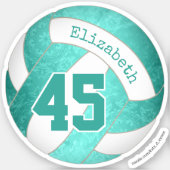 cute girly turquoise teal custom volleyball sticker (Front)