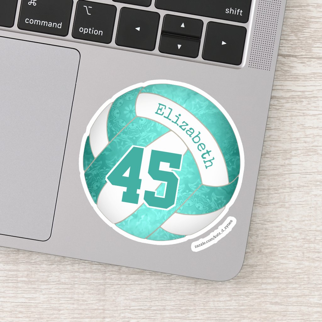 cute girly turquoise teal custom volleyball sticker
