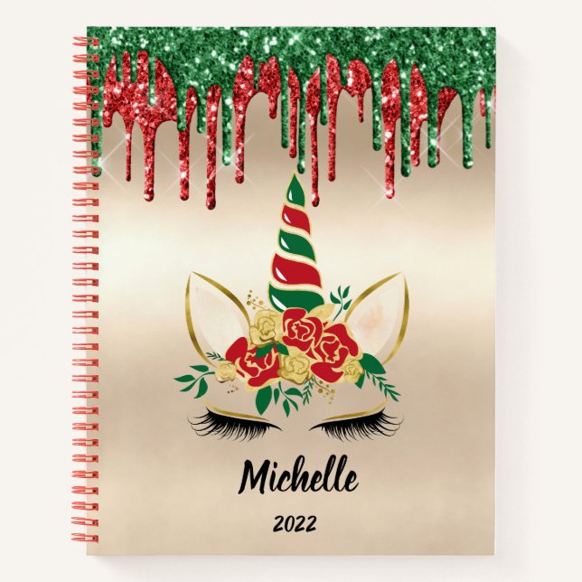 Cute Girly Unicorn Christmas Gift Sketchbook Noteb Notebook (Front)