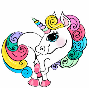 Cute Girly Unicorn Colorful Magical Rainbow Hair Cutout