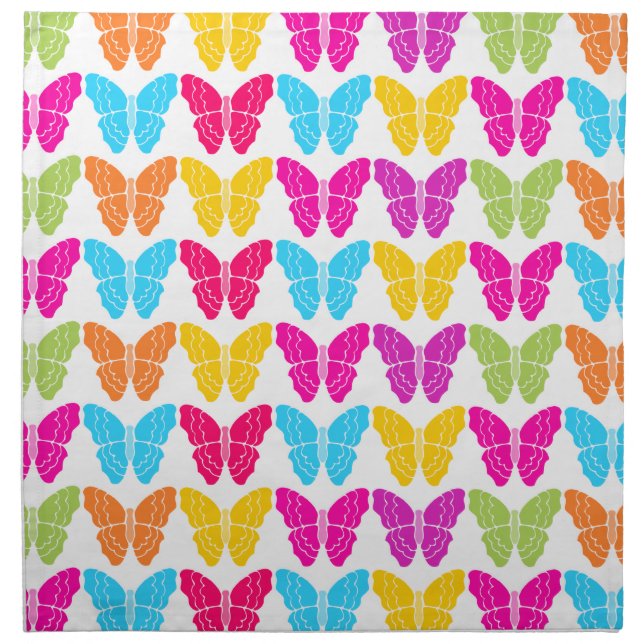Cute Girly Vibrant Rainbow Butterfly Pattern  Cloth Napkin (Front)