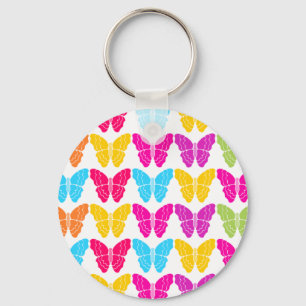 Cute Girly Vibrant Rainbow Butterfly Pattern Keychain