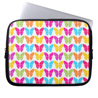 Cute Girly Vibrant Rainbow Butterfly Pattern Laptop Sleeve