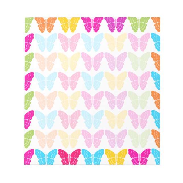 Cute Girly Vibrant Rainbow Butterfly Pattern  Notepad (Front)