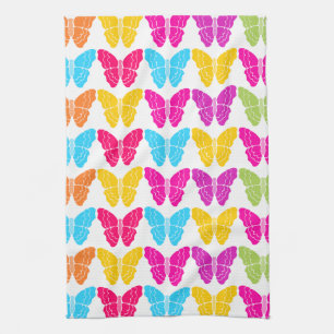 Cute Girly Vibrant Rainbow Butterfly Pattern Towel