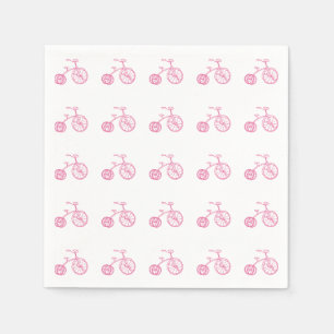 Cute Girly Vintage Pink Tricycle Paper Napkins