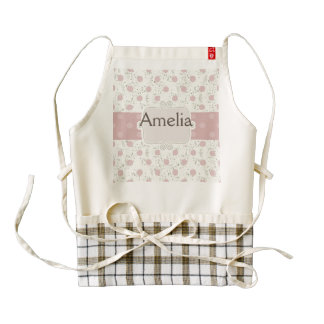 Cute,girly,vintage,rustic,flora,polka dot,pink,fun zazzle HEART apron