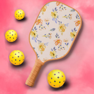 Cute Girly Watercolor Flower Floral Pattern Pickleball Paddle