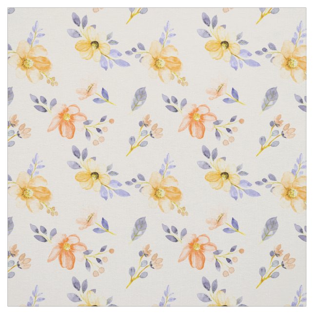 Cute Girly Watercolor Flower Floral Pattern Throw  Fabric (Swatch)