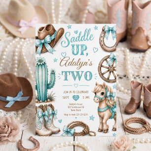 Cute Girly Western Cowgirl Horse Birthday Invitation