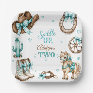 Cute Girly Western Cowgirl Horse Birthday Paper Plates