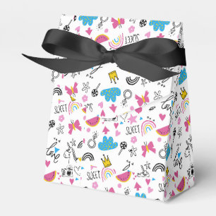 Cute Girly Whimsical Rainbow Colorful Illustrated Favor Boxes