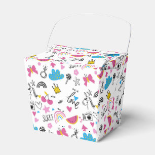 Cute Girly Whimsical Rainbow Colorful Illustrated Favor Boxes