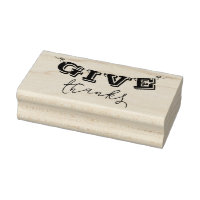Cute Give Thanks Banner Rubber Art Stamp