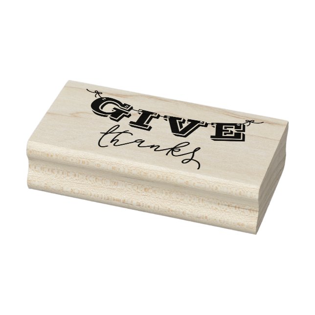 Cute Give Thanks Banner Rubber Art Stamp (Stamp)