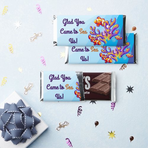 Cute Glad You Came to Sea Us Clown Fish  Coral Hershey Bar Favors
