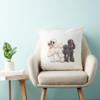 Cute Glam Dog Duo Throw Pillow
