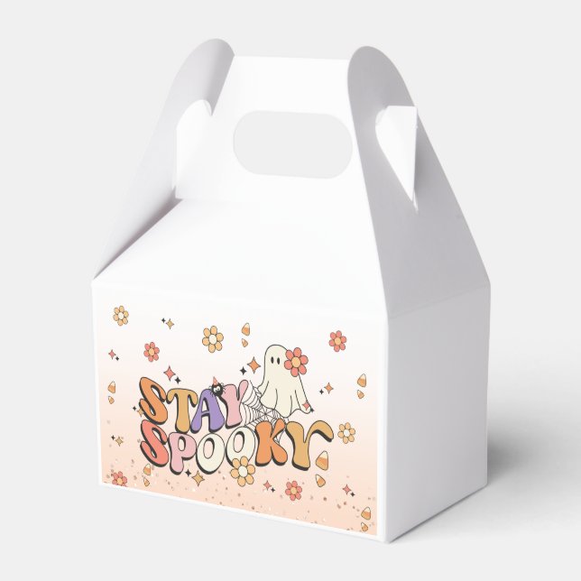 Cute Glam Girly Glitter Stay Spooky Halloween Favor Boxes (Front Side)