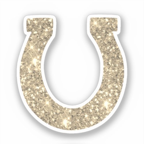 Cute Glam Girly Gold Glitter Horseshoe Sticker