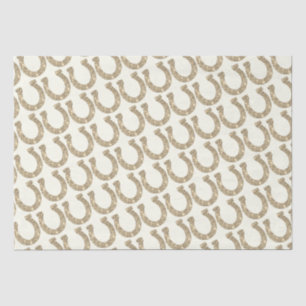 Cute Glam Horseshoe Gold White Glitter Tissue Paper