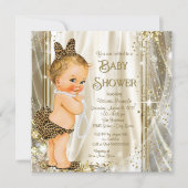 Cute Glam Leopard Girly Baby Girl Shower Invitation (Front)