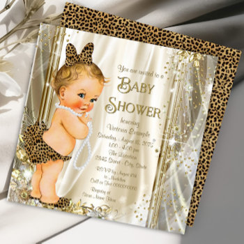 Cute Glam Leopard Girly Baby Girl Shower Invitation by The_Baby_Boutique at Zazzle